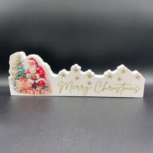 Rustic Santa Merry Christmas Sign by Quill to Paper by Sixtrees